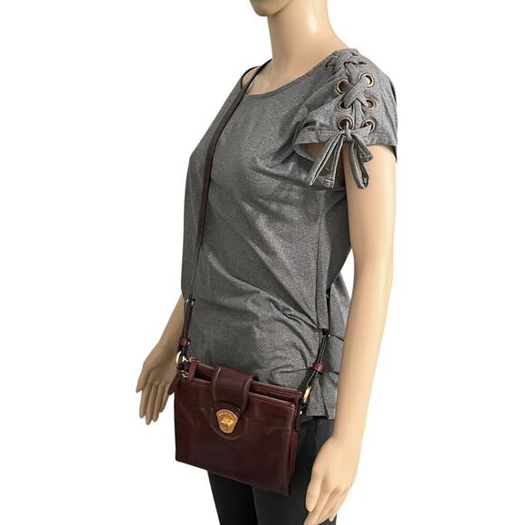 Brahmin Mojito Smooth Leather Crossbody Organizer in Oxblood - Picture 4 of 14
